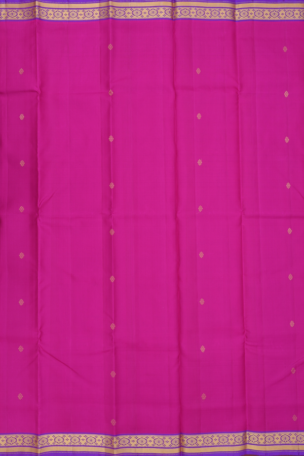 Kanchipuram Silk Saree In Dark Pink With Floral Buttas