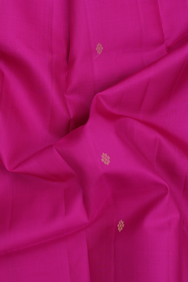 Kanchipuram Silk Saree In Dark Pink With Floral Buttas