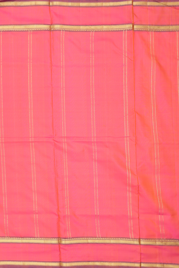 Nine Yards Silk Saree In Orange With Contrast Border