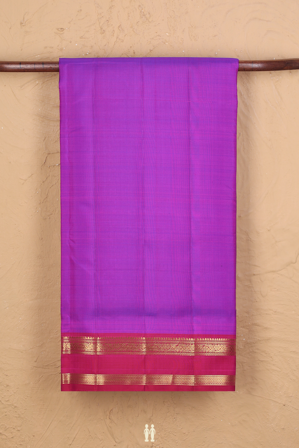 Kanchipuram Nine Yards Silk Saree In Purple With Zari Border