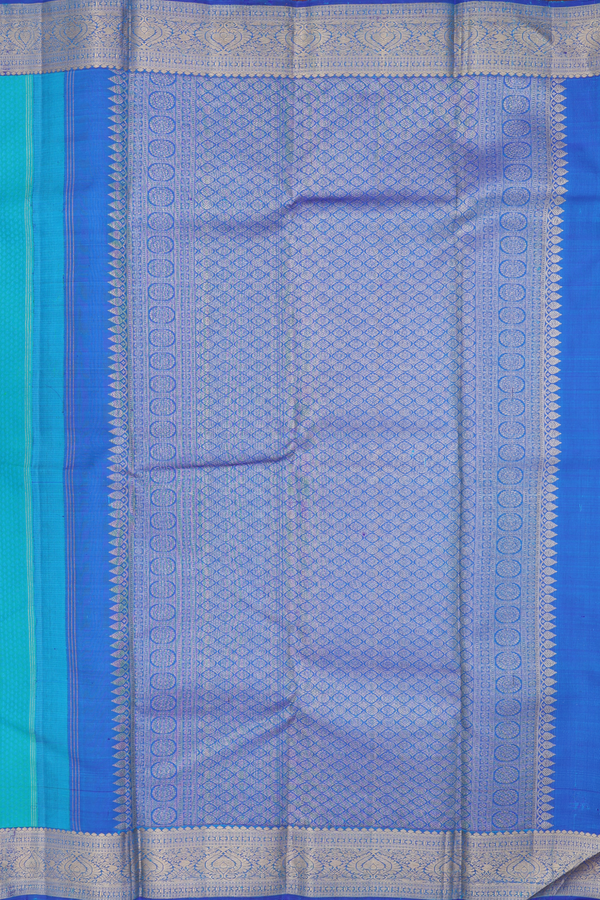 Kanchipuram Silk Saree In Greenish Blue With Jacquard Pattern
