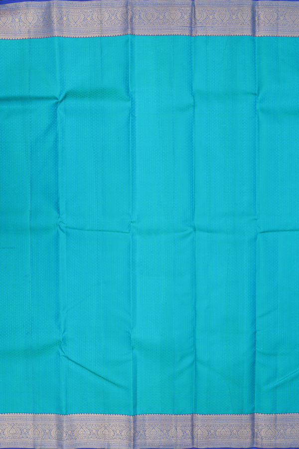 Kanchipuram Silk Saree In Greenish Blue With Jacquard Pattern