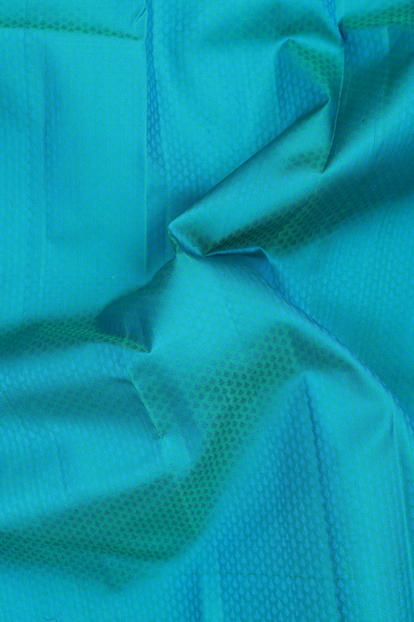 Kanchipuram Silk Saree In Greenish Blue With Jacquard Pattern