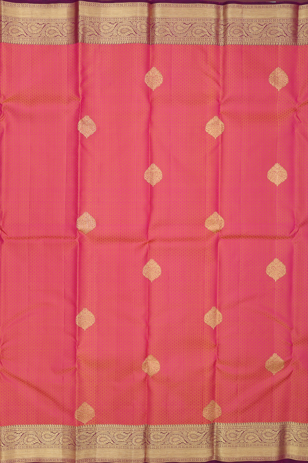 Kanchipuram Silk Saree In Pink With Jacquard Pattern