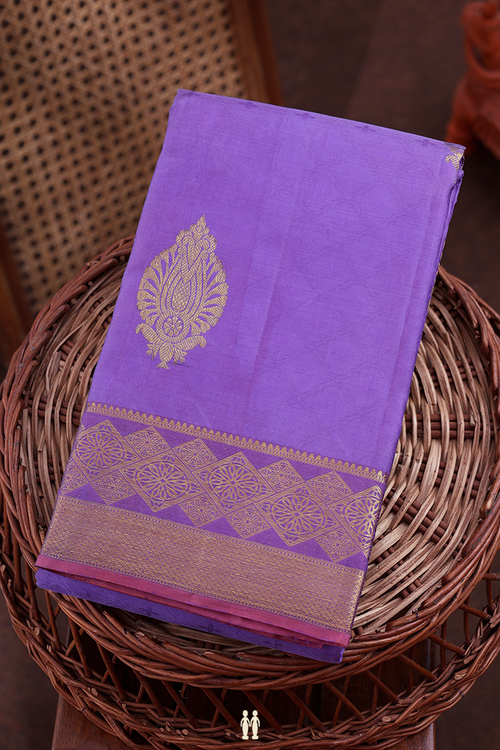Kanchipuram Silk Saree In Violet With Jacquard Pattern