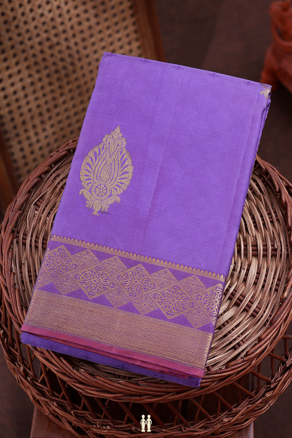 Kanchipuram Silk Saree In Violet With Jacquard Pattern