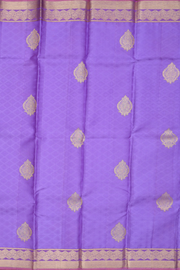 Kanchipuram Silk Saree In Violet With Jacquard Pattern
