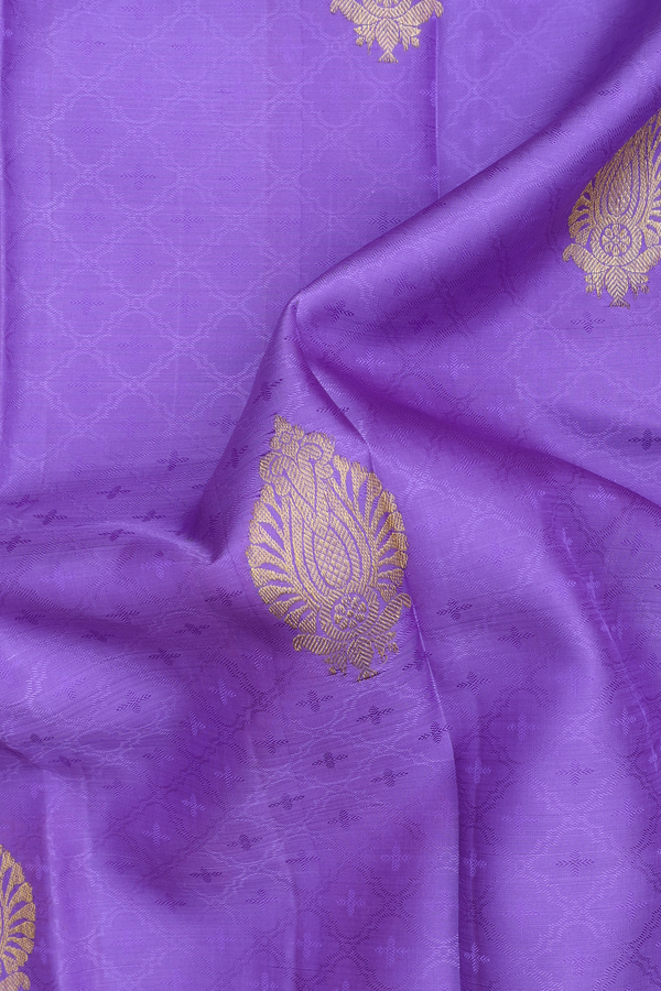 Kanchipuram Silk Saree In Violet With Jacquard Pattern