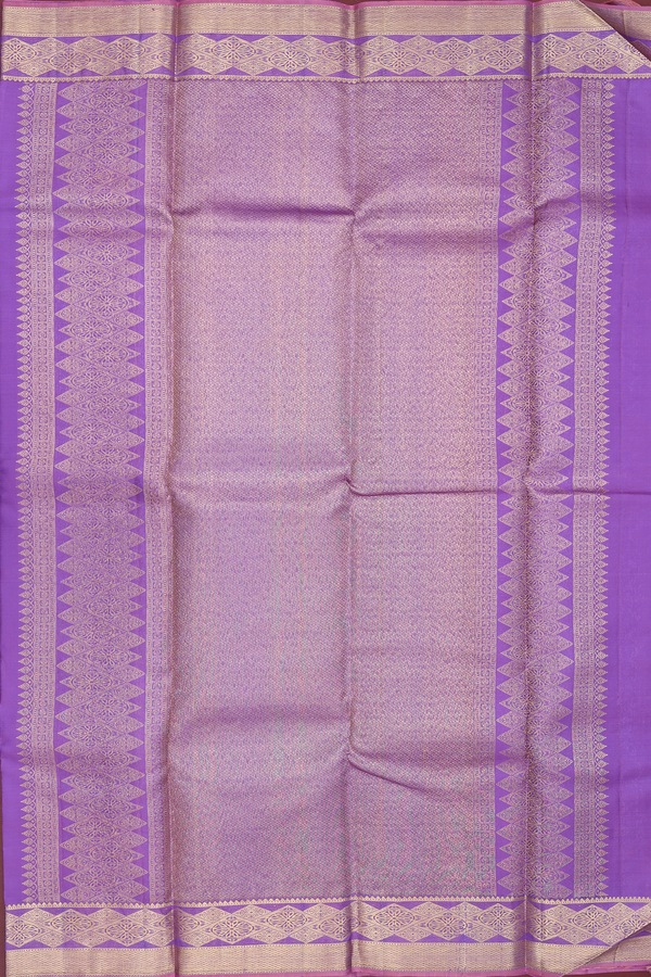 Kanchipuram Silk Saree In Violet With Jacquard Pattern