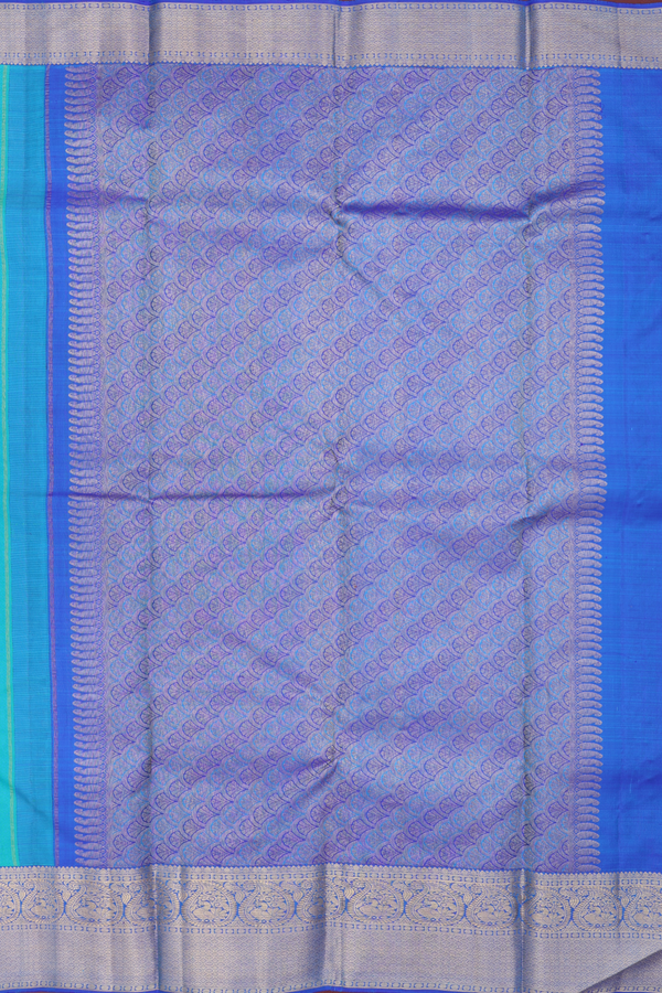 Kanchipuram Silk Saree In Greenish Blue With Jacquard Pattern