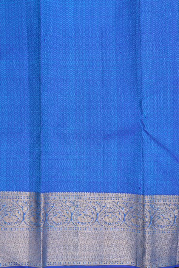 Kanchipuram Silk Saree In Greenish Blue With Jacquard Pattern