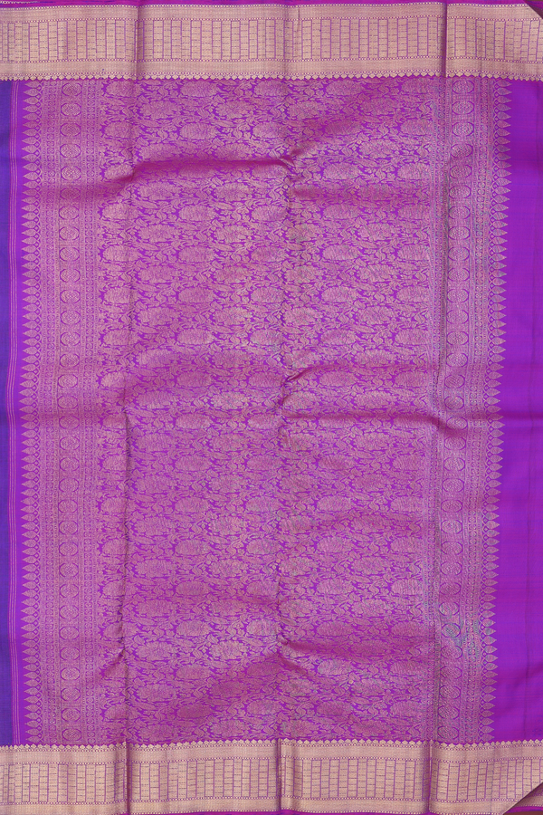 Kanchipuram Silk Saree In Royal Blue With Jacquard Pattern