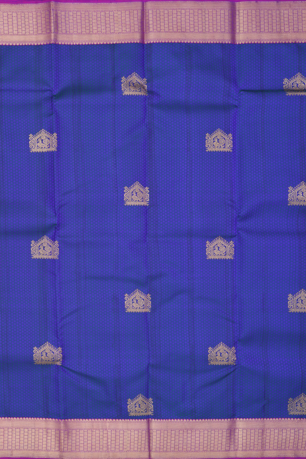 Kanchipuram Silk Saree In Royal Blue With Jacquard Pattern
