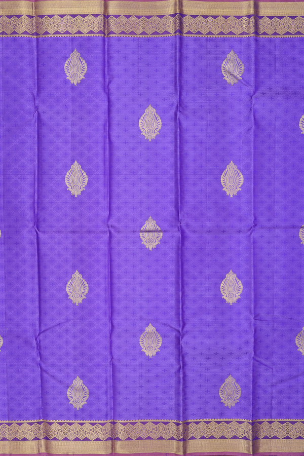 Kanchipuram Silk Saree In Violet With Jacquard Pattern