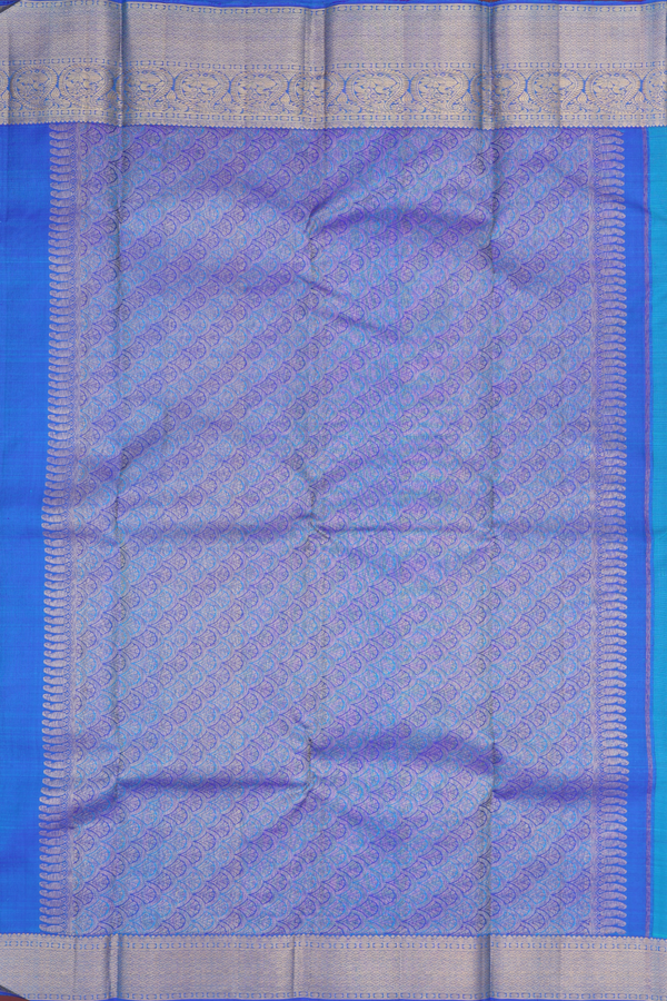 Kanchipuram Silk Saree In Greenish Blue With Jacquard Pattern