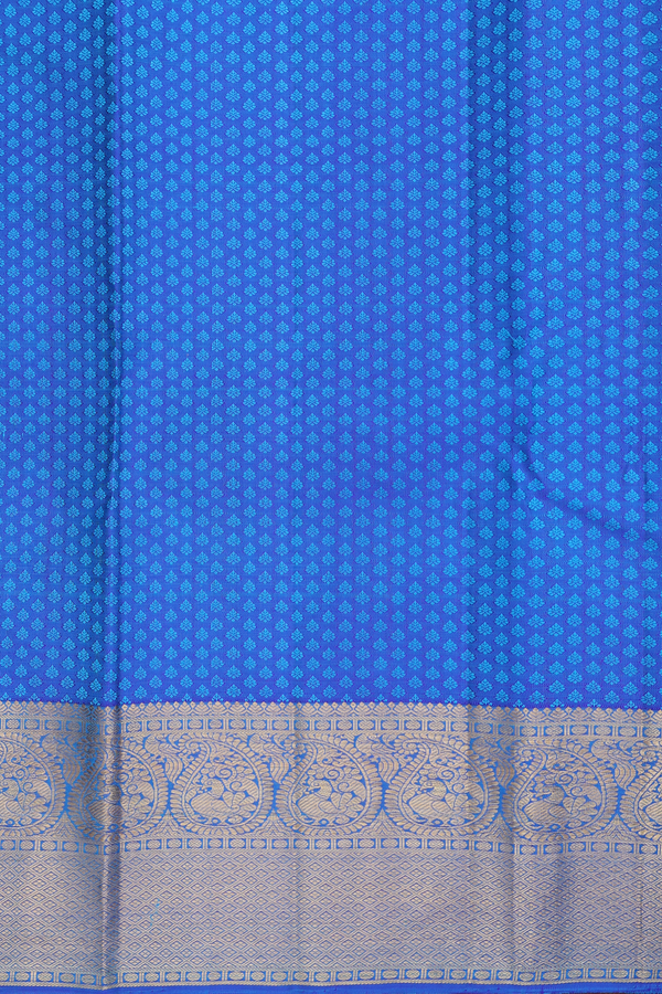 Kanchipuram Silk Saree In Greenish Blue With Jacquard Pattern
