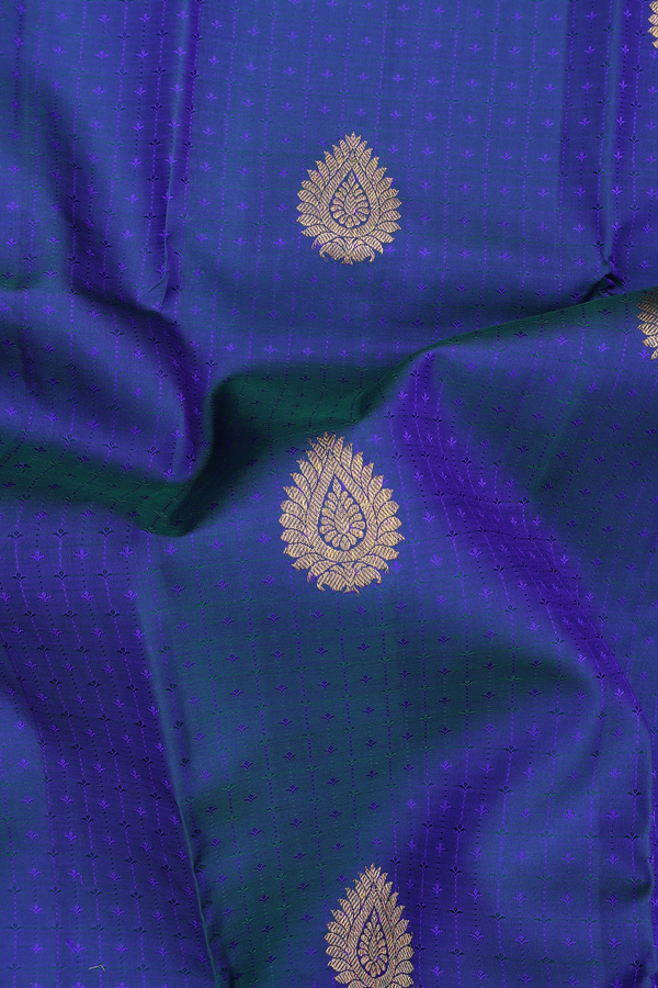 Kanchipuram Silk Saree In Blue With Jacquard Design
