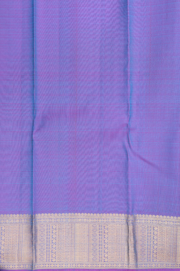 Kanchipuram Silk Saree In Deep Sky Blue With Stripes Design