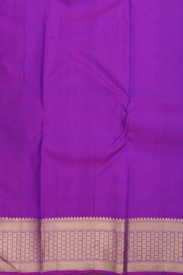 Kanchipuram Silk Saree In Blue With Stripes Along Motifs