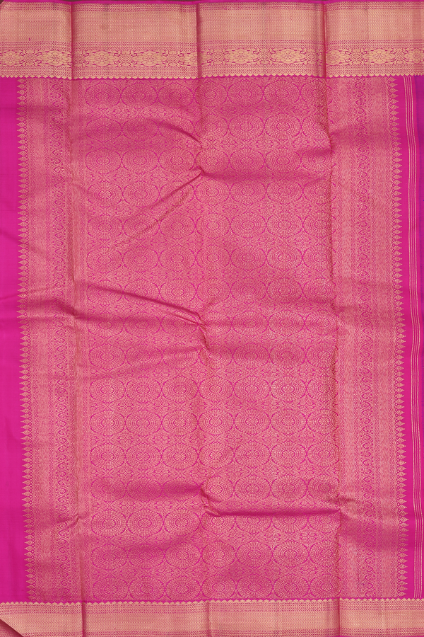 Kanchipuram Silk Saree In Purple With Stripes Along Motifs