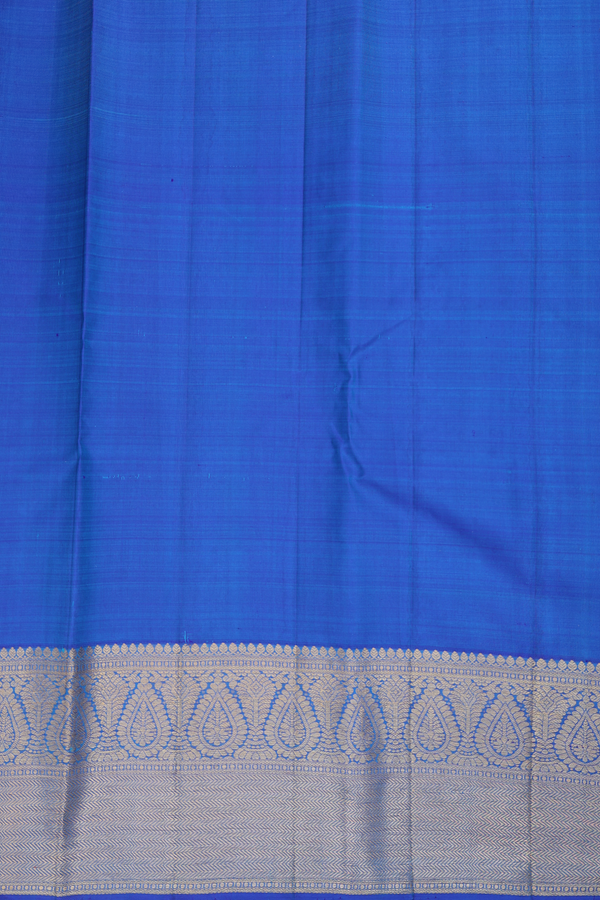 Kanchipuram Silk Saree In Bluish Green Along Stripes With Buttas