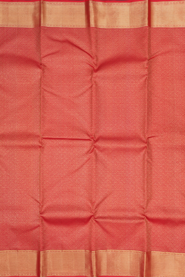 Kanchipuram Silk Saree In Chilli Red With Brocade Design