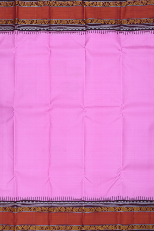 Kanchipuram Silk Saree In Pink With Contrast Border