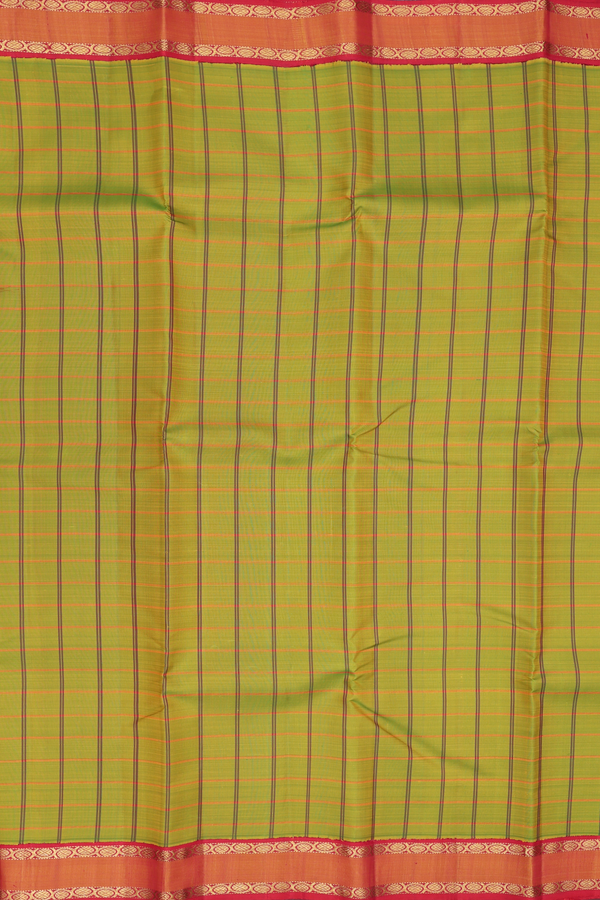 Kanchipuram Silk Saree In Dual Tone With Checks Design