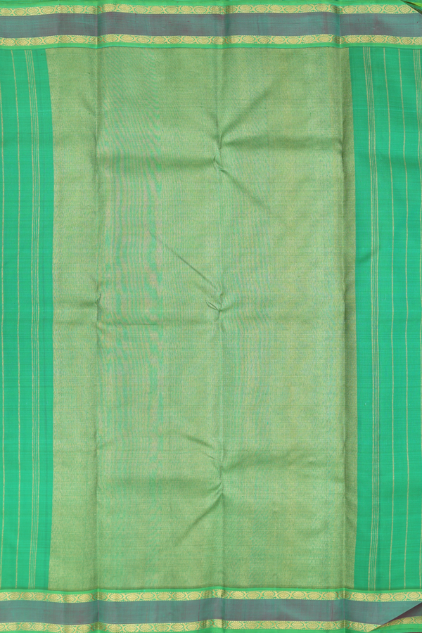Kanchipuram Silk Saree In Saffron Yellow With Contrast Border