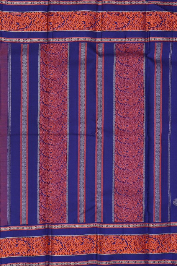 Kanchipuram Silk Saree In Bright Orange With Contrast Border