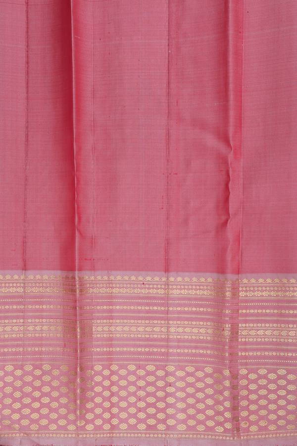 Kanchipuram Silk Saree In Hibiscus Red With Stripes Design