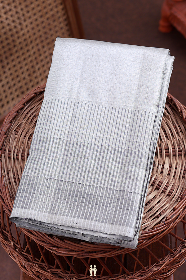 Kanchipuram Silk Saree Silver Tissue With Seepu Rekku Border