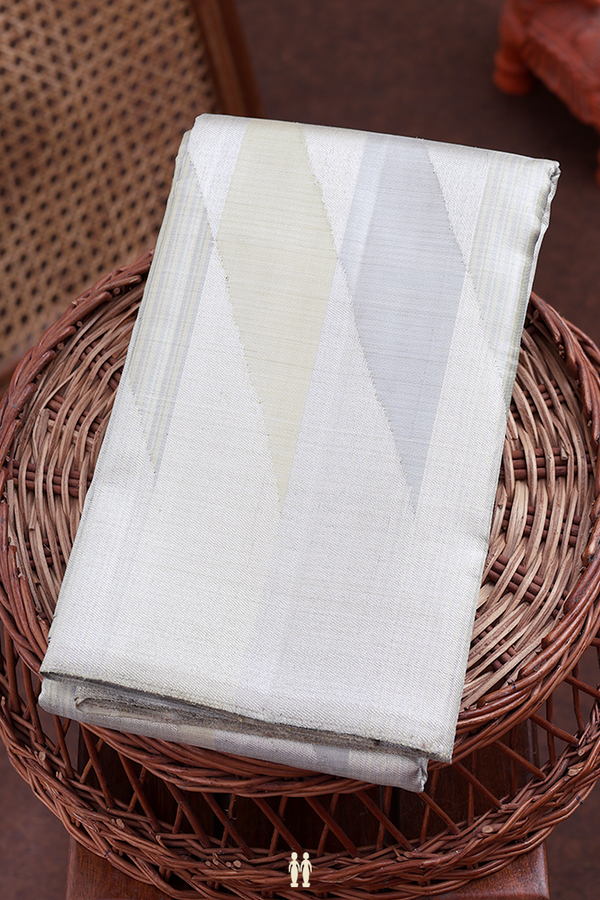 Kanchipuram Silk Saree Silver Tissue With Geometric Design