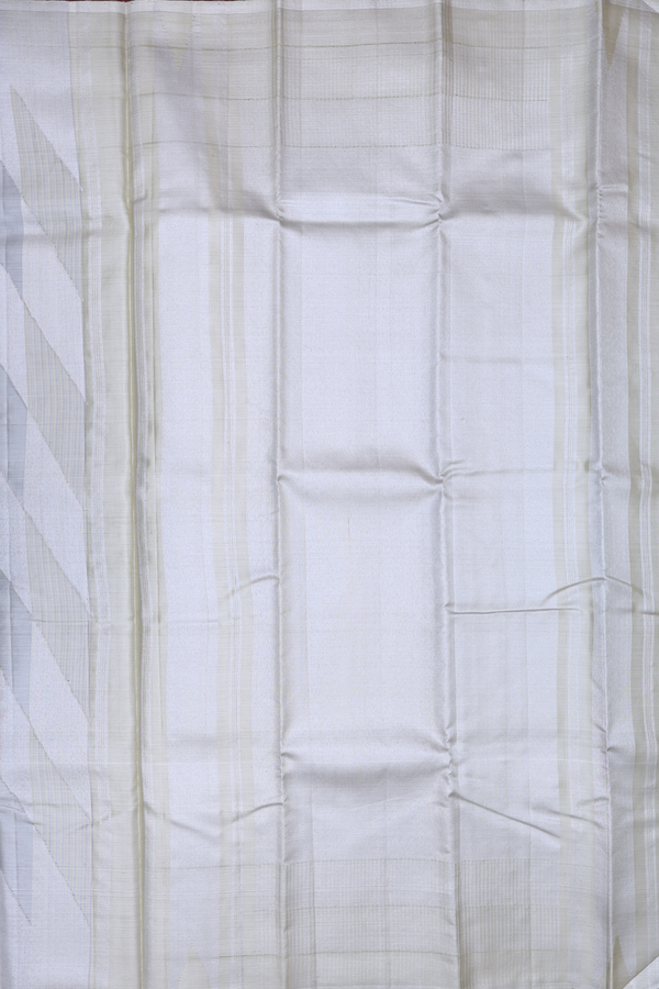 Kanchipuram Silk Saree Silver Tissue With Geometric Design