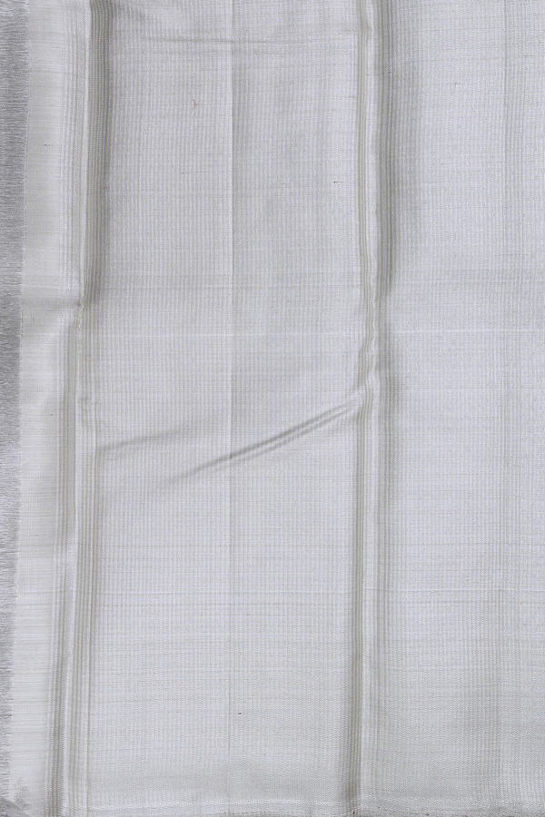 Kanchipuram Silk Saree Silver Tissue With Geometric Design