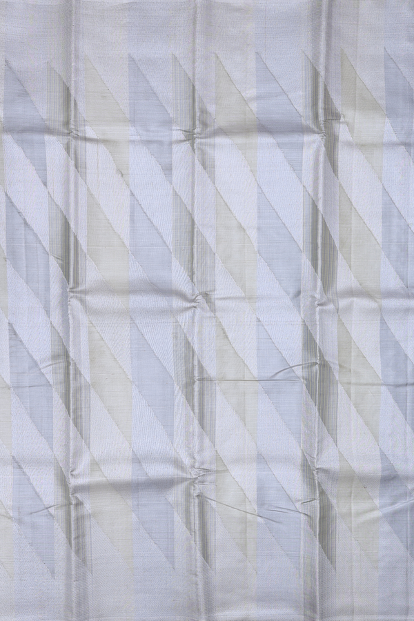 Kanchipuram Silk Saree Silver Tissue With Geometric Design
