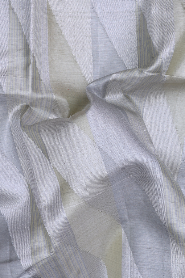Kanchipuram Silk Saree Silver Tissue With Geometric Design