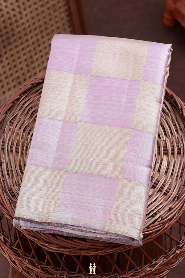 Kanchipuram Silk Saree In Tissue Pink With Checks Design