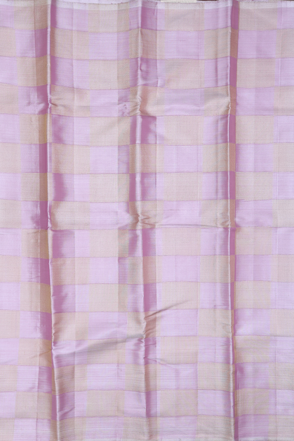 Kanchipuram Silk Saree In Tissue Pink With Checks Design