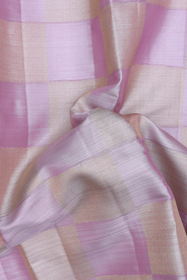 Kanchipuram Silk Saree In Tissue Pink With Checks Design