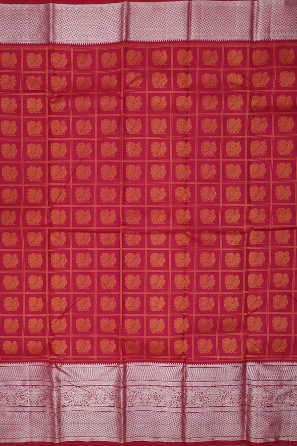 Kanchipuram Silk Saree In Crimson Red With Jacquard Pattern