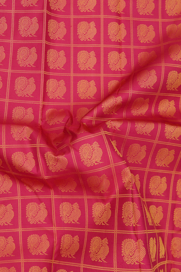 Kanchipuram Silk Saree In Crimson Red With Jacquard Pattern