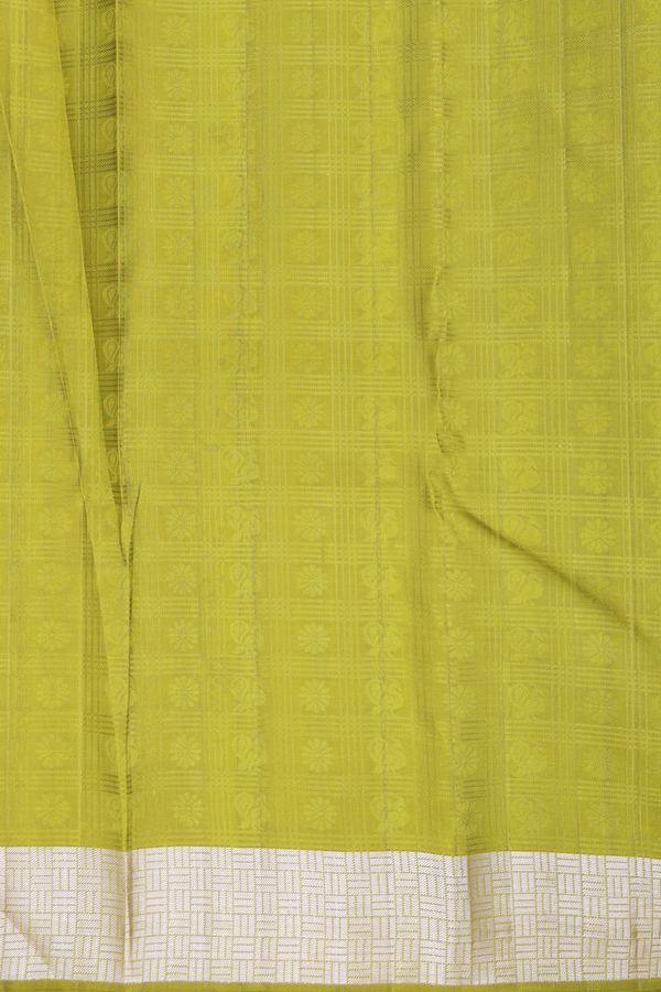 Kanchipuram Silk Saree In Olive Green With Jacquard Pattern