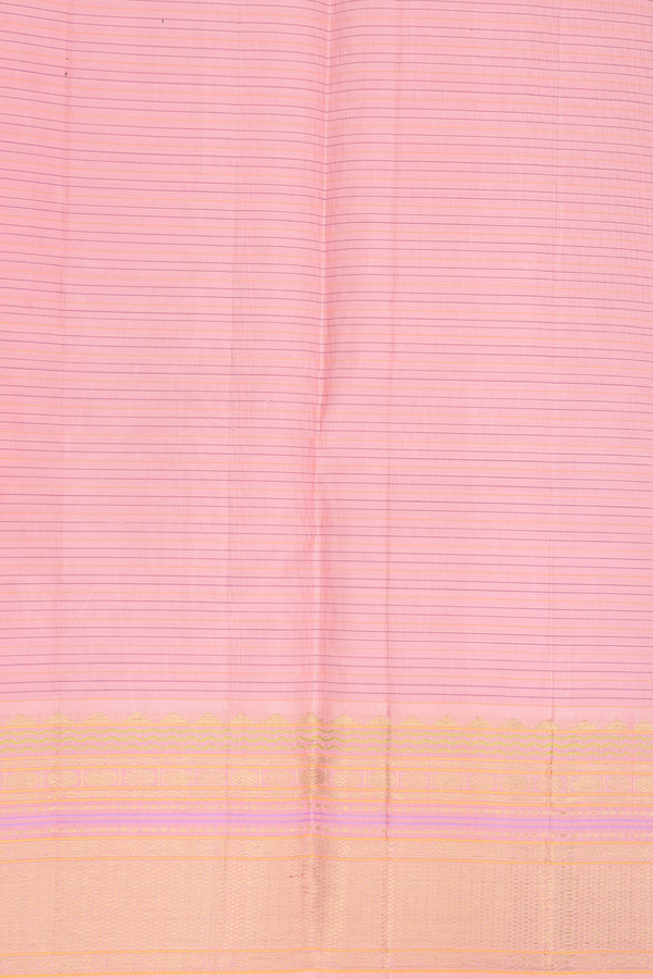 Kanchipuram Silk Saree In Magenta Along Stripes With Buttas