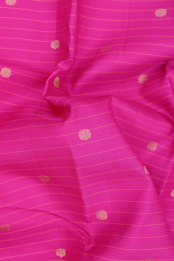 Kanchipuram Silk Saree In Magenta Along Stripes With Buttas