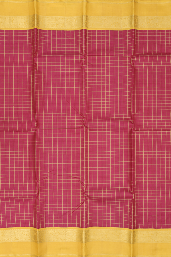 Kanchipuram Silk Saree In Crimson Red With Checks Design
