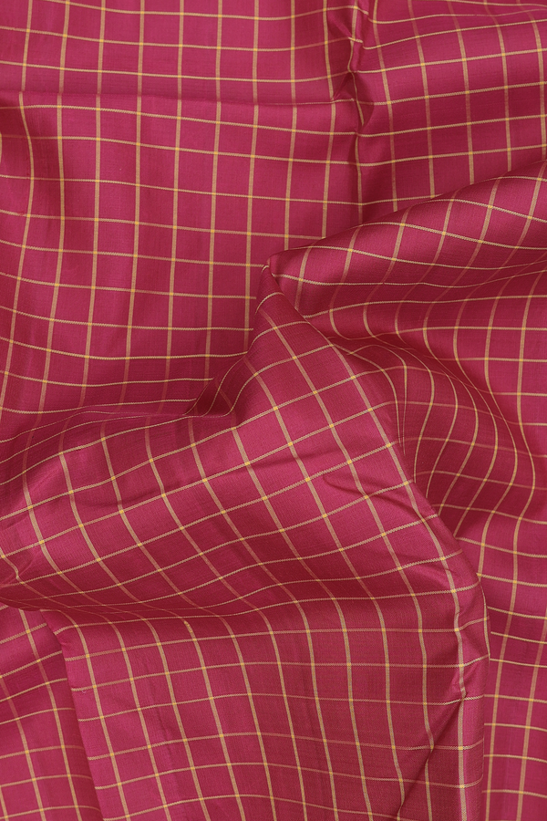 Kanchipuram Silk Saree In Crimson Red With Checks Design