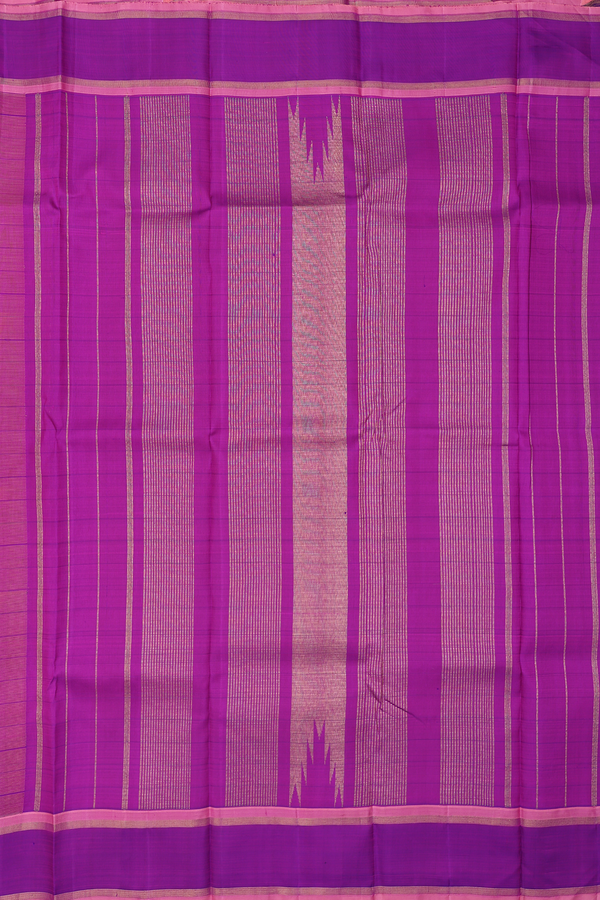 Linen Kanchipuram Silk Saree In Tan Brown With Checks Design