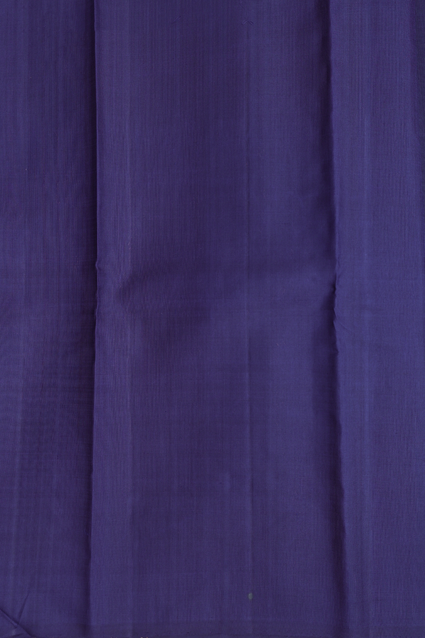 Kanchipuram Silk Saree In Navy Blue With Peacock Buttas