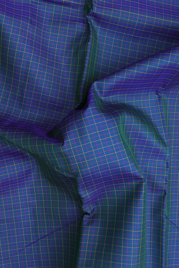 Kanchipuram Silk Saree In Dual Tone With Checks Design